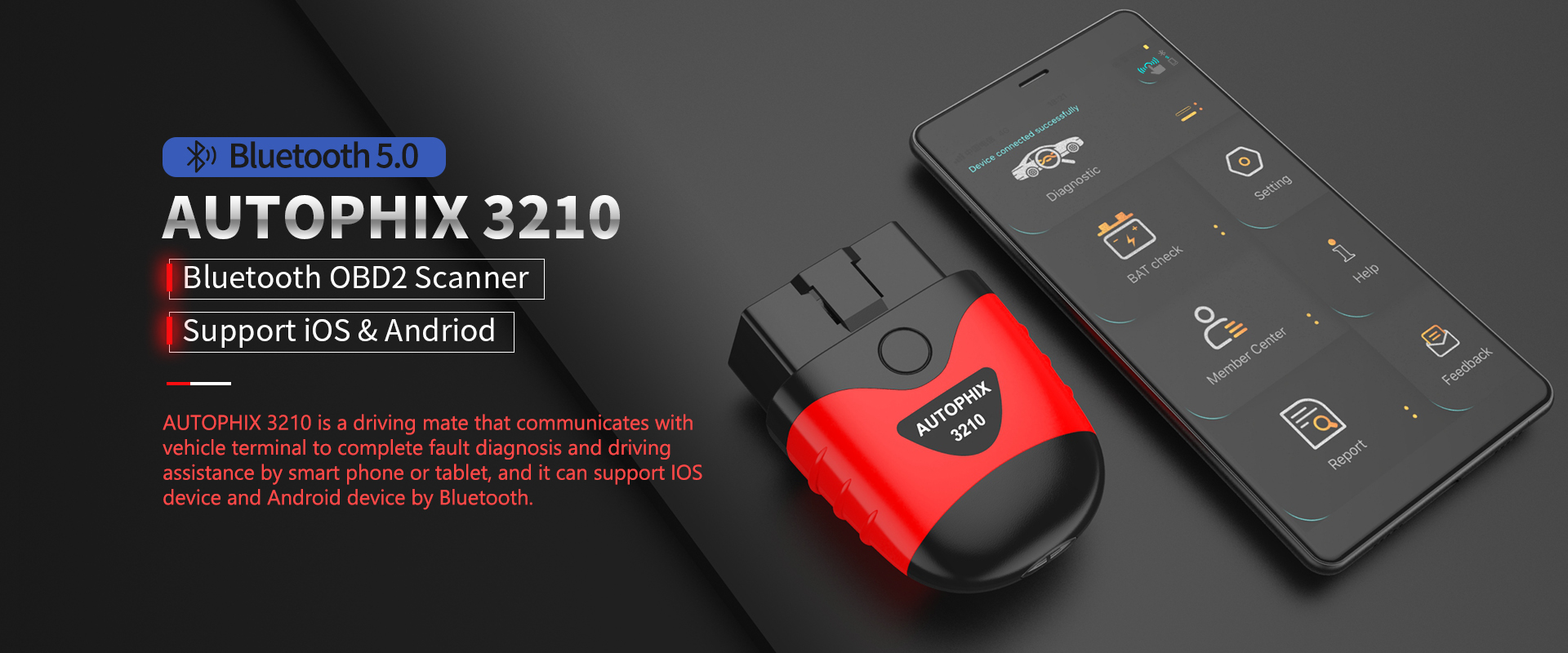 AUTOPHIX 3210 Bluetooth OBD2 Enhanced Car Diagnostic Scanner for iPhone,  iPad & Android, Fault Code Reader Plus Battery Tester Exclusive App for  Quality-Newest Generation : : Car & Motorbike