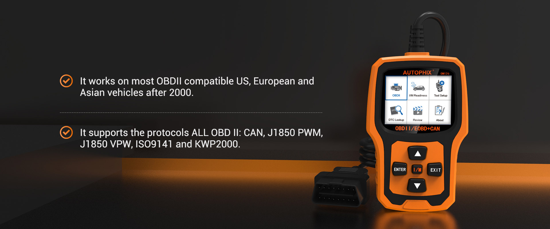  AUTOPHIX OM126P Scanner OBD2 Amélioré Lecteur de Code Véhicule  Voyant de Contrôle de Diagnostic Automatique pour Toutes Les Voitures OBDII  après 1996 [Version de Mise à Niveau]