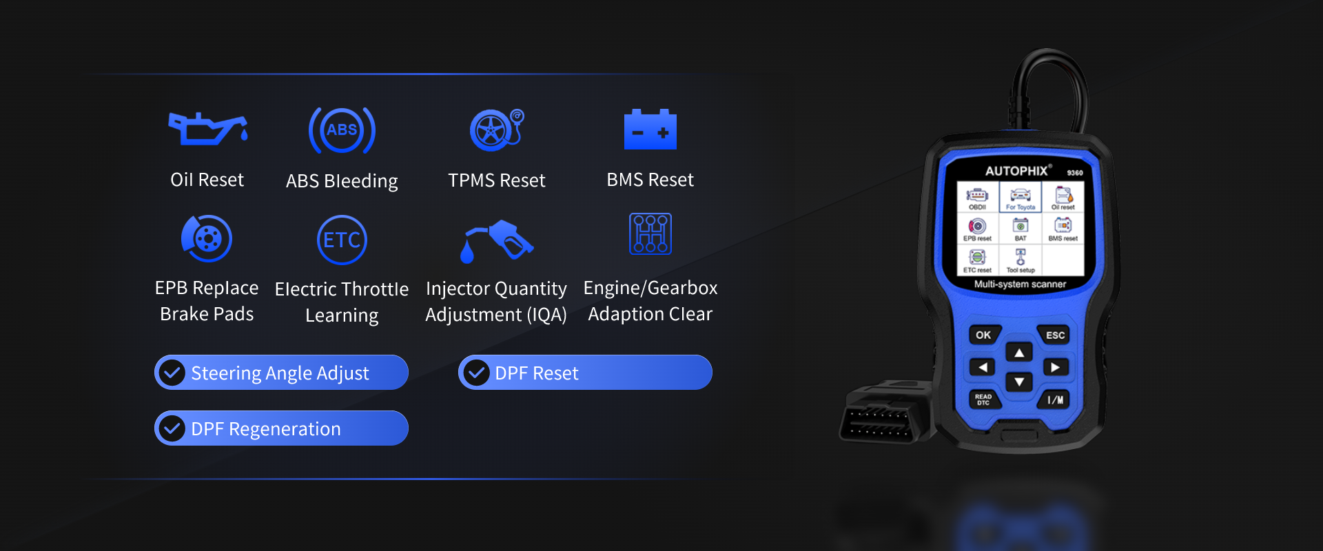 Autophix 9360 Specific Code Reader For Toyota Autophix
